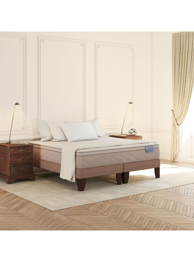 Cama Europea Rilassati King Base Dividida + Respaldo New Torino Chocolate-4