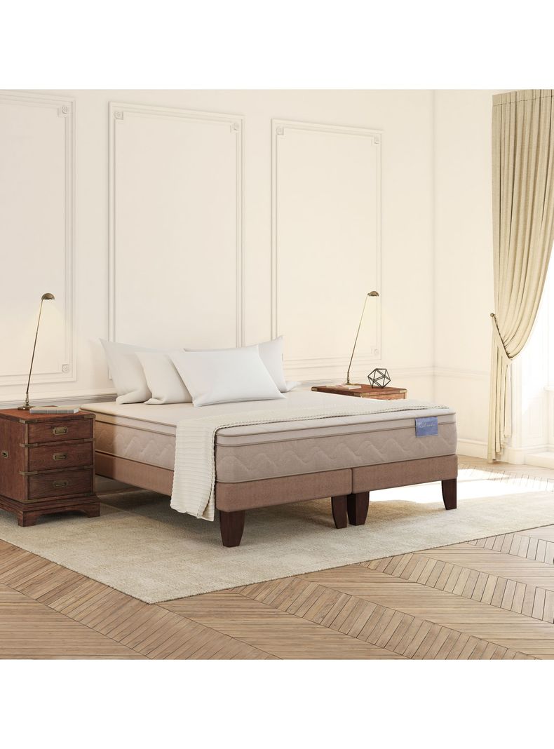 Cama Europea Rilassati 2 Plazas Long Base Dividida + Respaldo New Torino Café-4