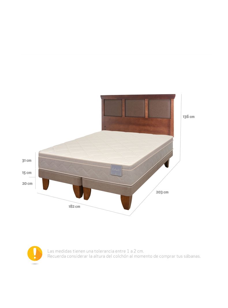 Cama Europea Rilassati King Base Dividida + Respaldo New Torino Café-1