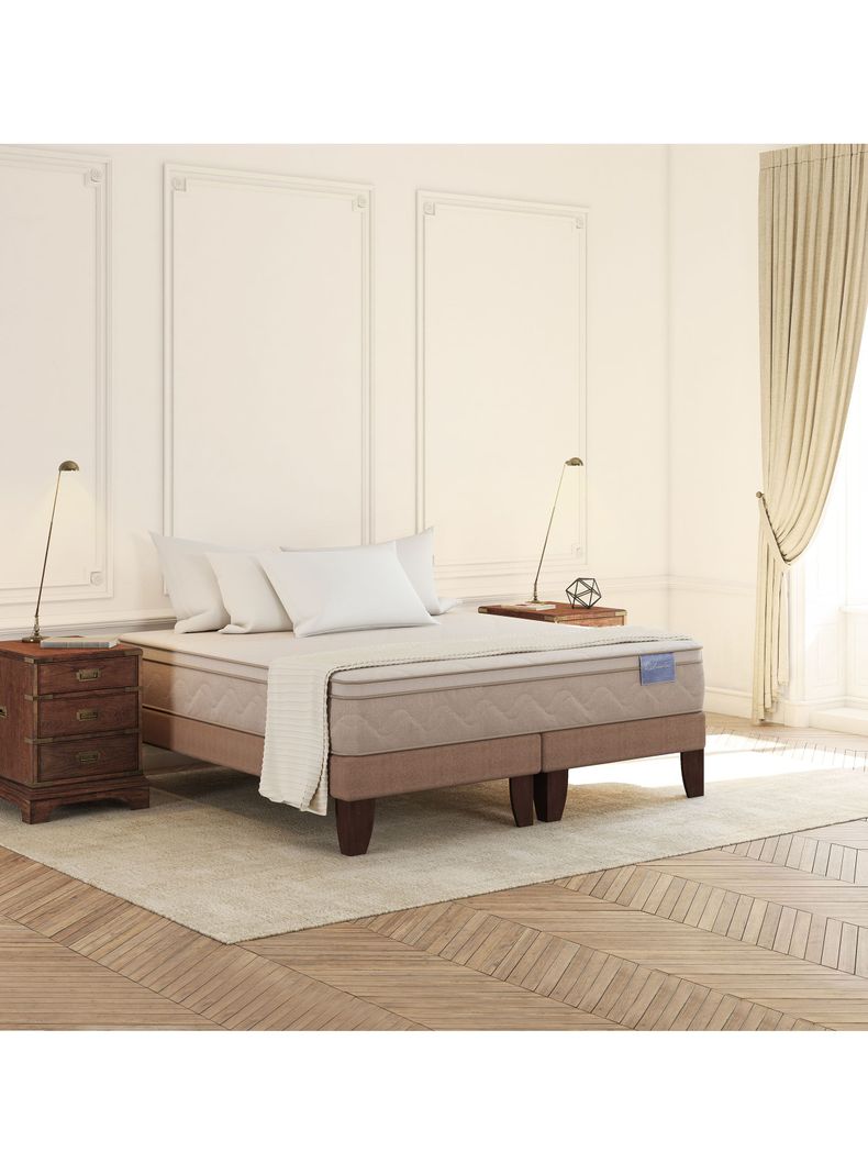 Cama Europea Rilassati 2 Plazas Long Base Dividida + Set Muebles Tigris Gris-4