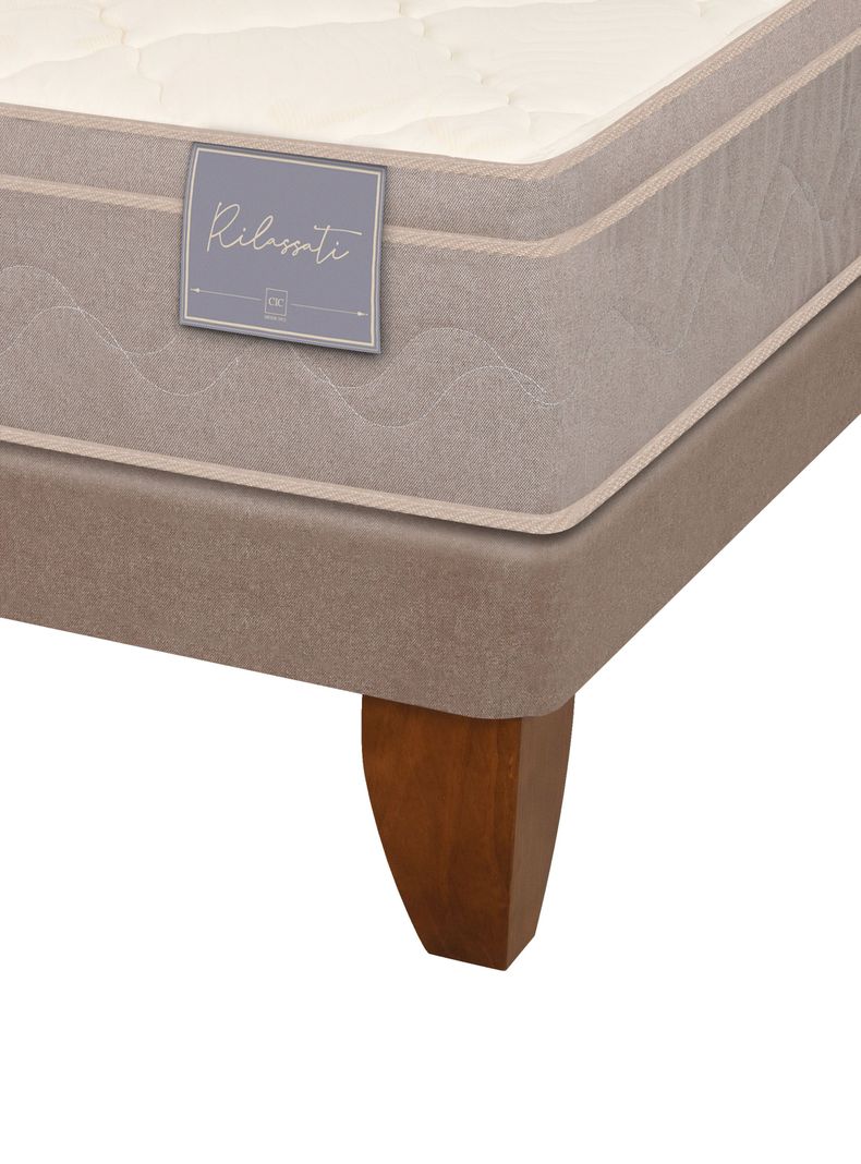 Cama Europea Rilassati 2 Plazas Long Base Dividida + Set Muebles Tigris Gris-3