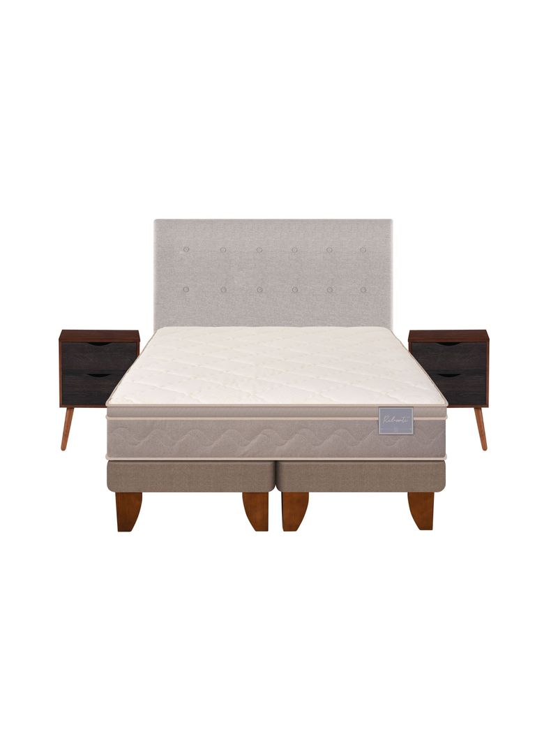 Cama Europea Rilassati 2 Plazas Long Base Dividida + Set Muebles Tigris Gris-2