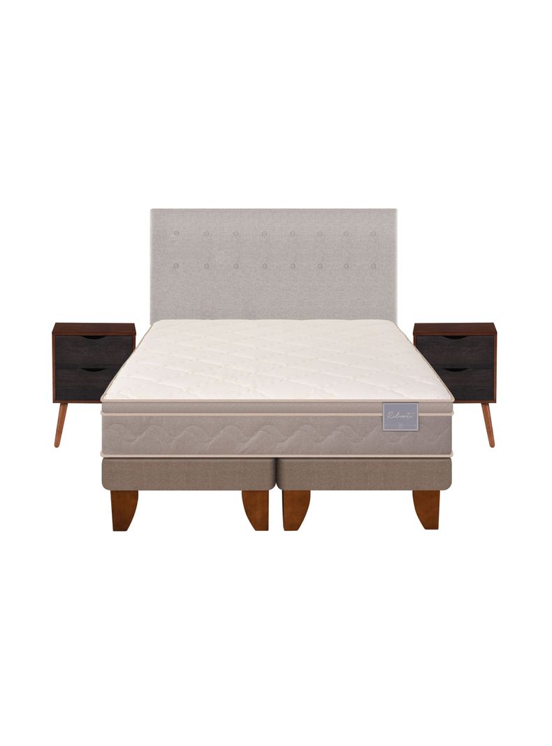 Cama Europea Rilassati King Base Dividida + Set Muebles Tigris Gris-2