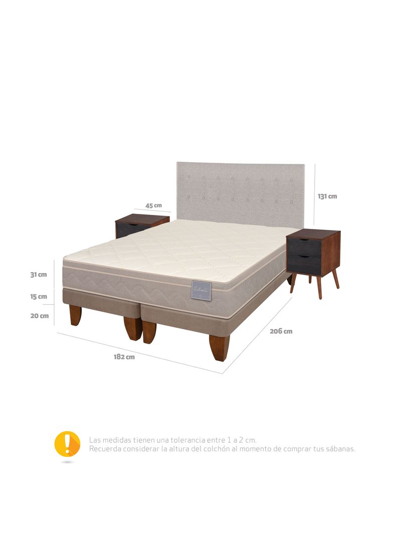Cama Europea Rilassati King Base Dividida + Set Muebles Tigris Gris-1