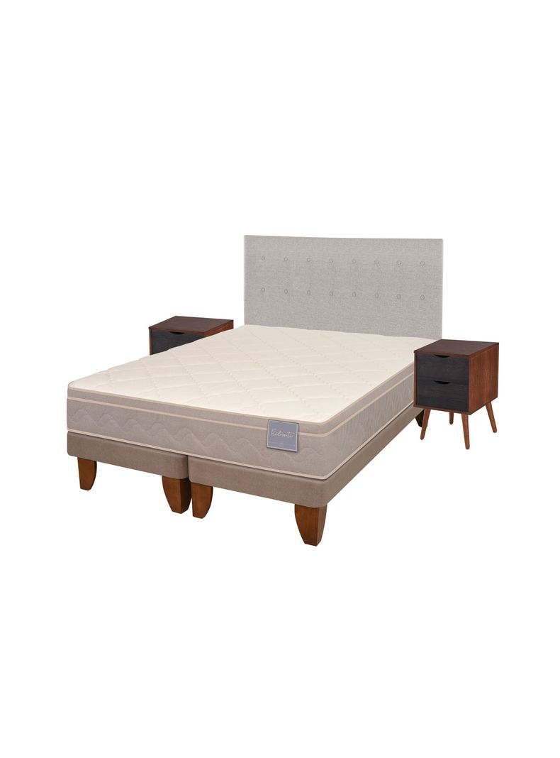 Cama Europea Rilassati King Base Dividida + Set Muebles Tigris Gris-0