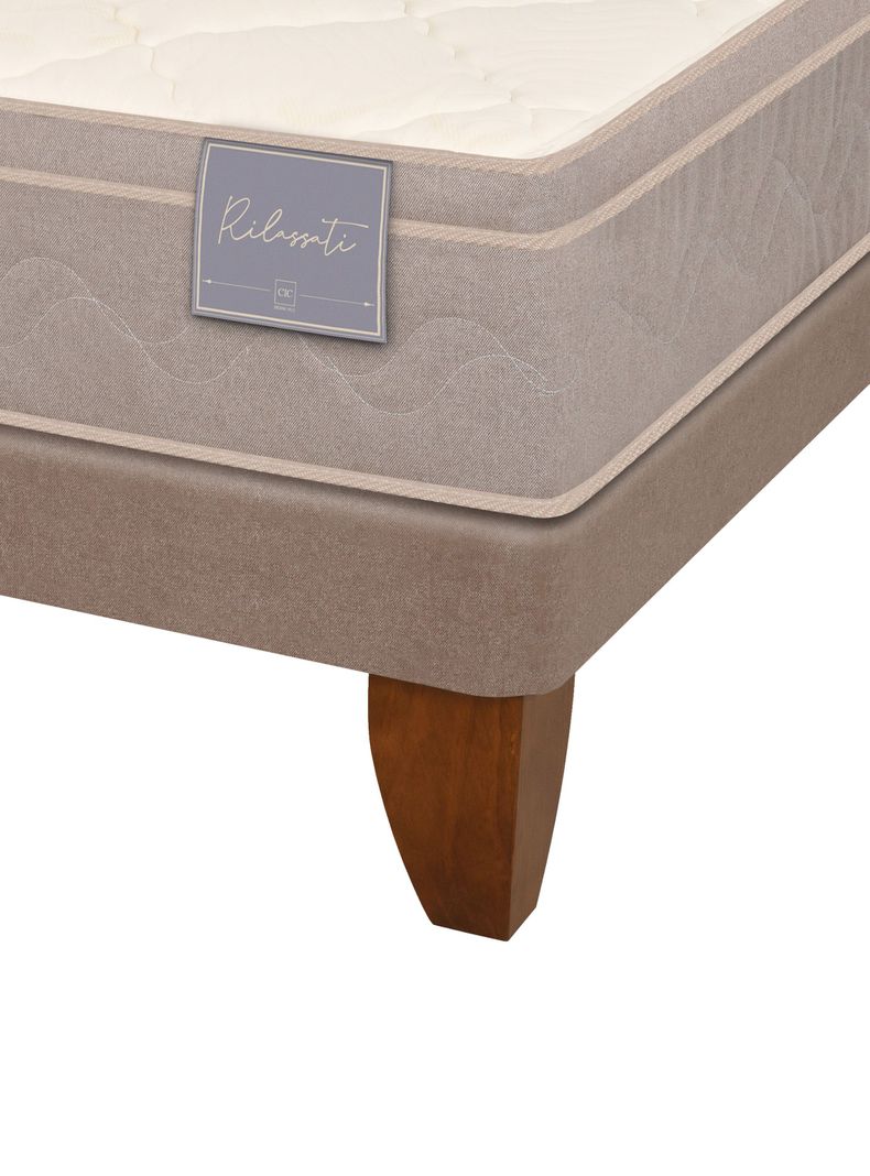 Cama Europea Rilassati 2 Plazas Base Dividida + Respaldo Tigris Gris-3