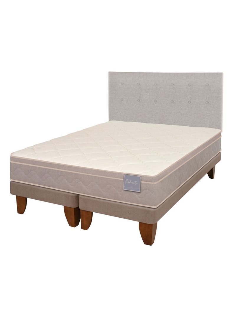 Cama Europea Rilassati 2 Plazas Base Dividida + Respaldo Tigris Gris-0