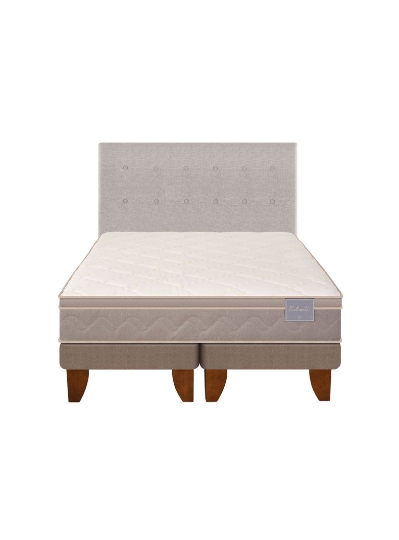 Cama Europea Rilassati 2 Plazas Base Dividida + Respaldo Tigris Gris-2