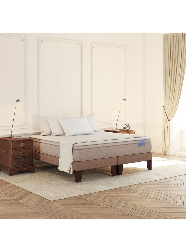 Cama Europea Rilassati King Base Dividida + Respaldo Tigris Gris-4