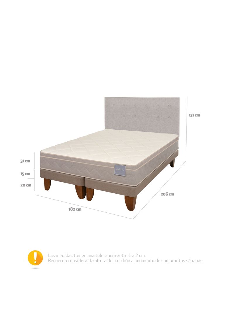 Cama Europea Rilassati King Base Dividida + Respaldo Tigris Gris-1