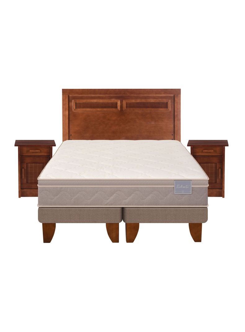 Cama Europea Rilassati 2 Plazas Long Base Dividida + Set Muebles Milan Café-2