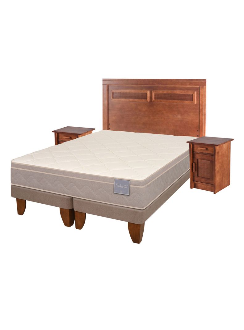 Cama Europea Rilassati 2 Plazas Long Base Dividida + Set Muebles Milan Café-0