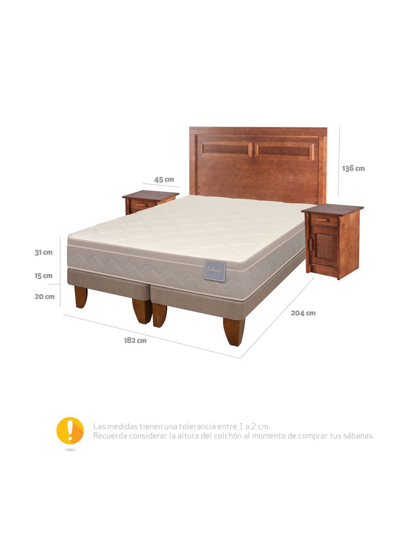 Cama Europea Rilassati King Base Dividida + Set Muebles Milan Café-1
