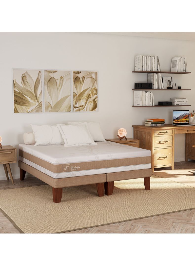 Cama Europea Rilassati King Base Dividida + Set Muebles Milan Café-4