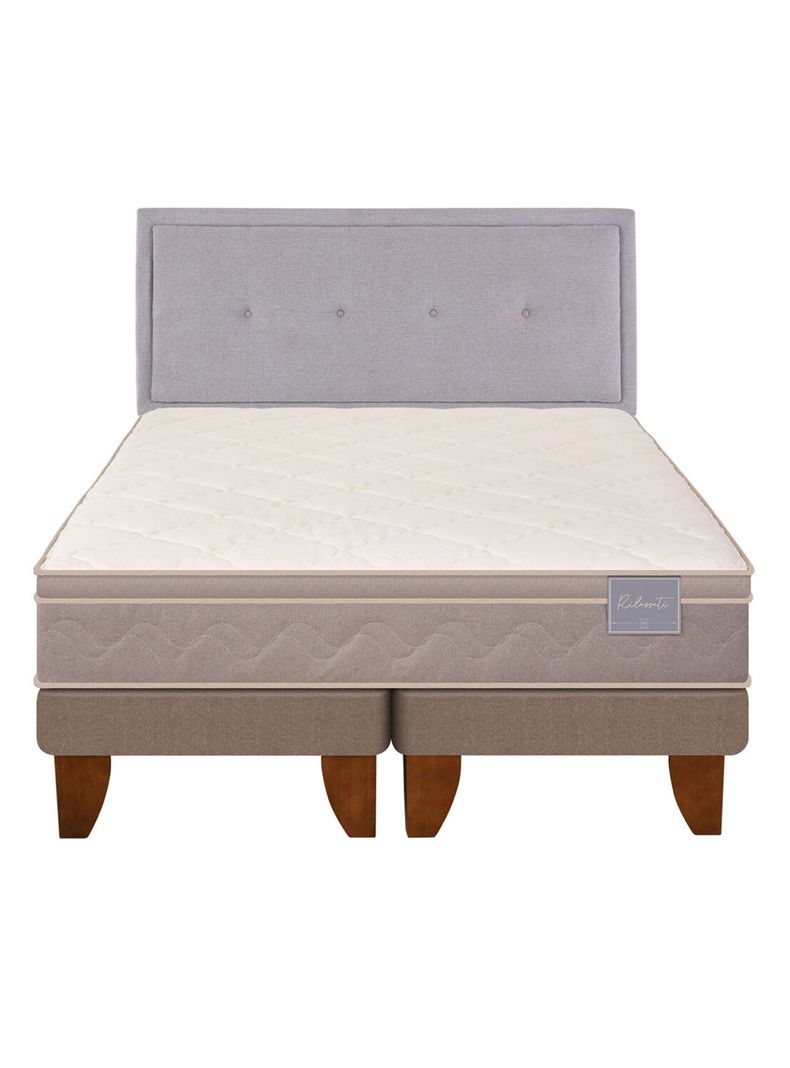 Cama Europea Rilassati 2 Plazas Long Base Dividida + Respaldo Ganges Gris-2
