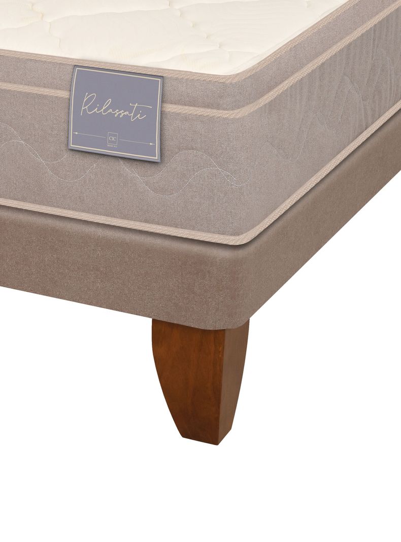 Cama Europea Rilassati 2 Plazas Long Base Dividida + Respaldo Ganges Gris-3