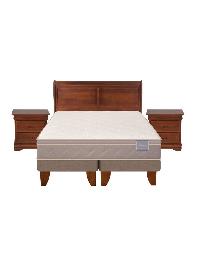 Cama Europea Rilassati 2 Plazas Long Base Dividida + Set Muebles Miro Café-2
