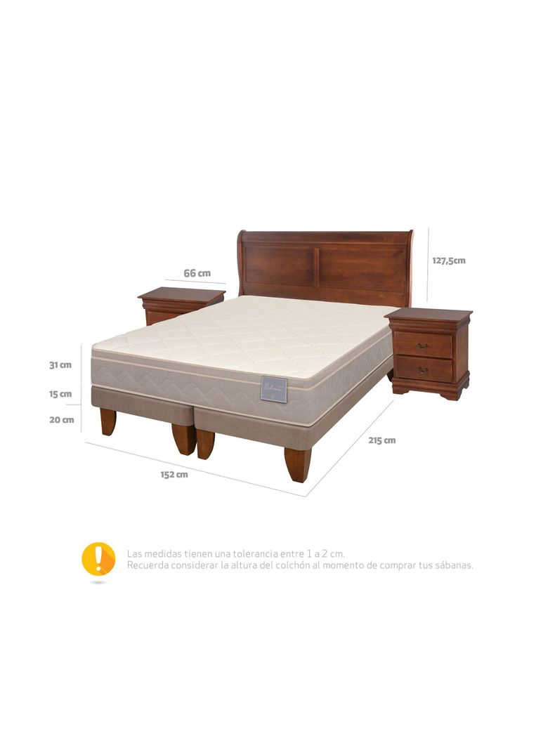 Cama Europea Rilassati 2 Plazas Long Base Dividida + Set Muebles Miro Café-1