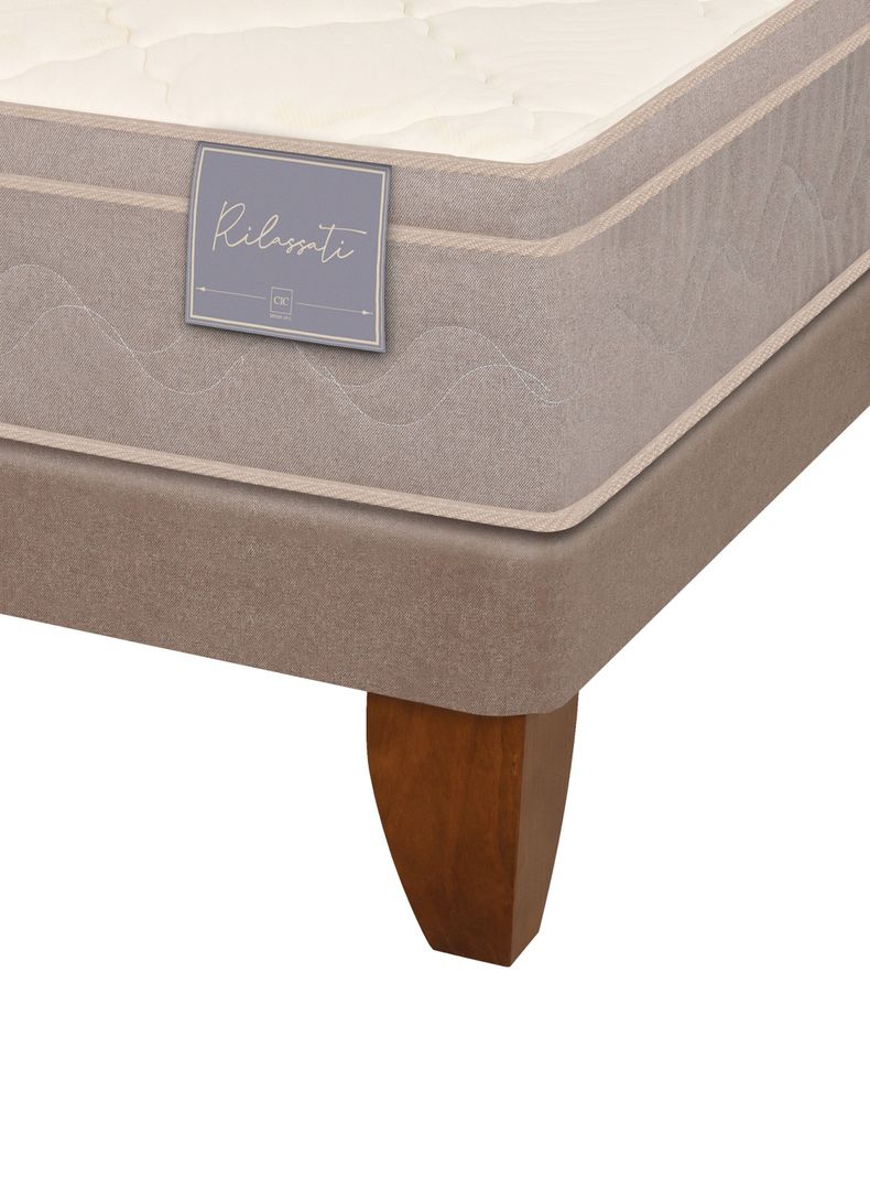 Cama Europea Rilassati 2 Plazas Long Base Dividida + Set Muebles Miro Café-3