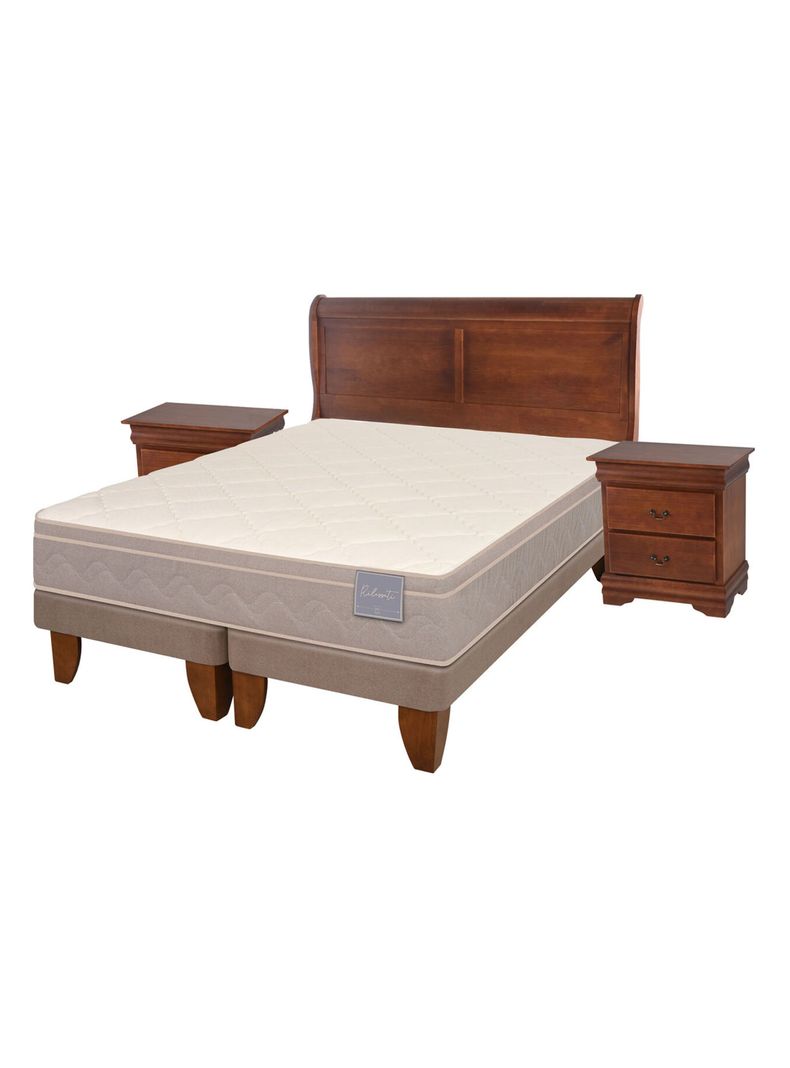 Cama Europea Rilassati 2 Plazas Long Base Dividida + Set Muebles Miro Café-0