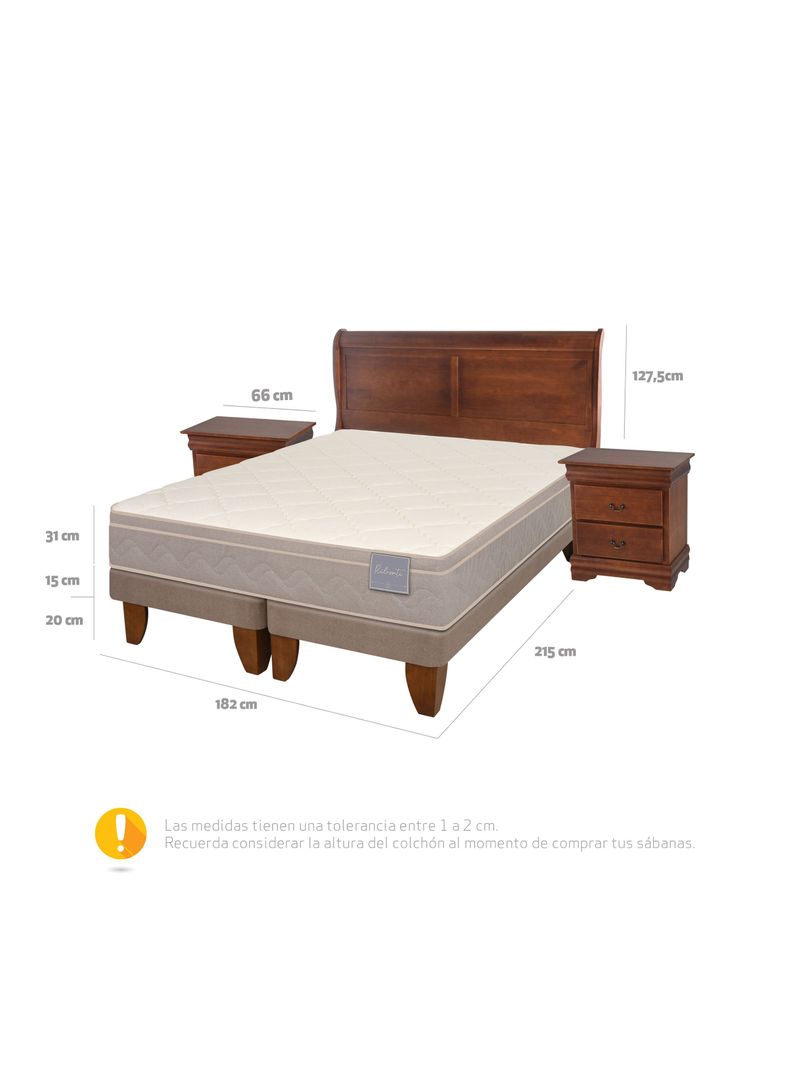 Cama Europea Rilassati King Base Dividida + Set Muebles Miro Café-1