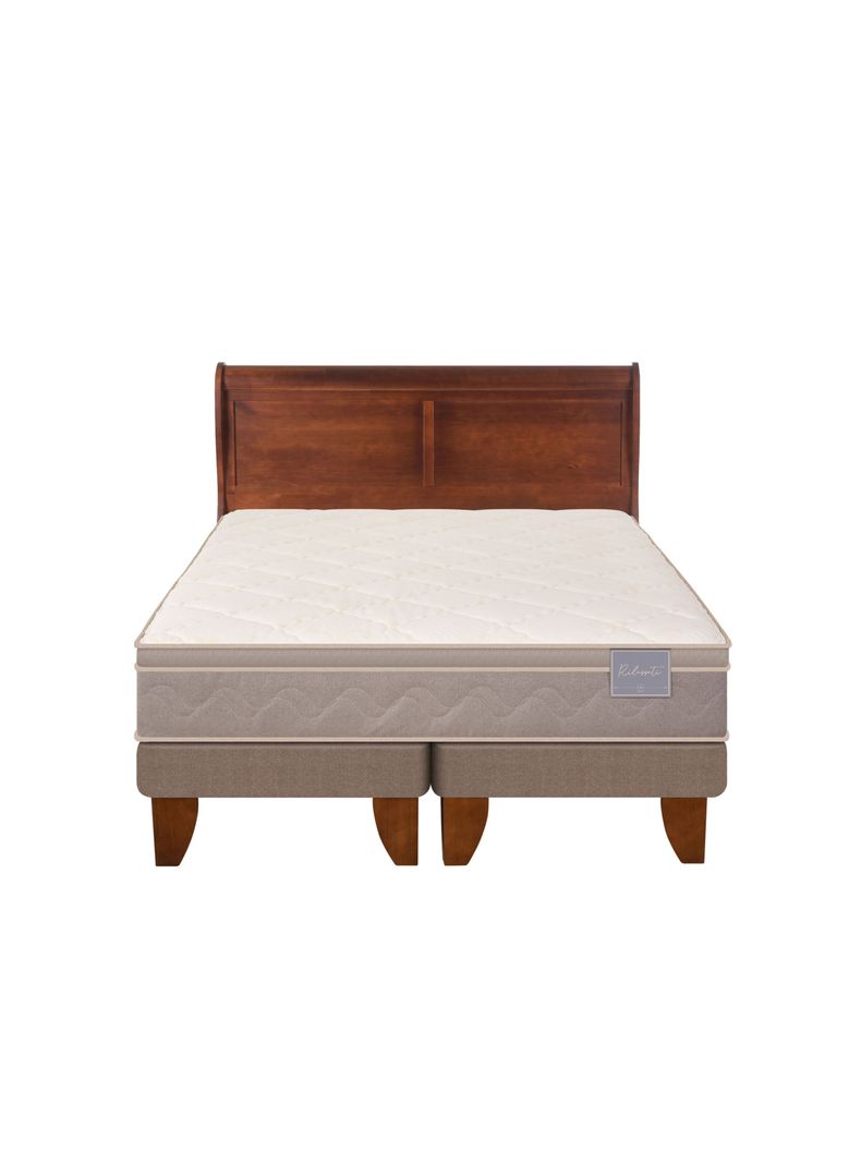Cama Europea Rilassati 2 Plazas Long Base Dividida + Respaldo Miro Café-2