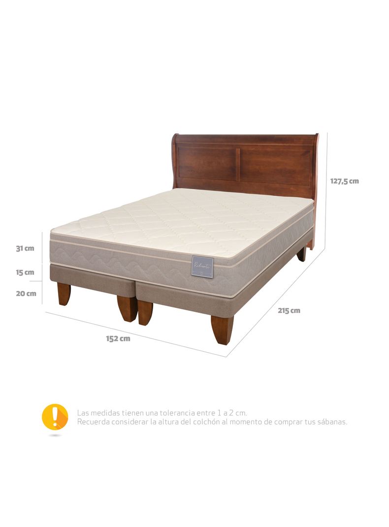 Cama Europea Rilassati 2 Plazas Long Base Dividida + Respaldo Miro Café-1