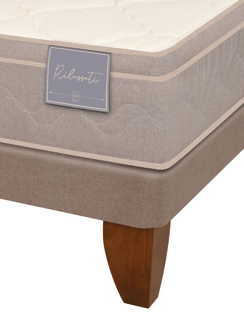 Cama Europea Rilassati 2 Plazas Long Base Dividida + Respaldo Tamesis Gris-3