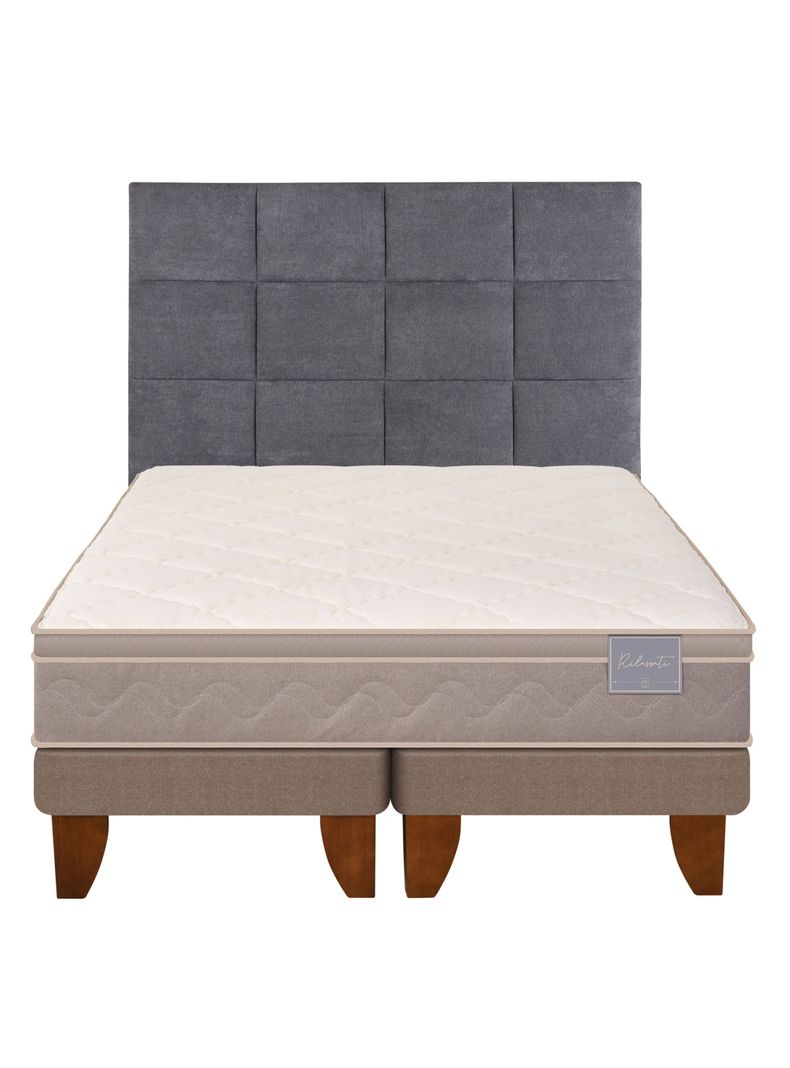 Cama Europea Rilassati 2 Plazas Long Base Dividida + Respaldo Tamesis Gris-0