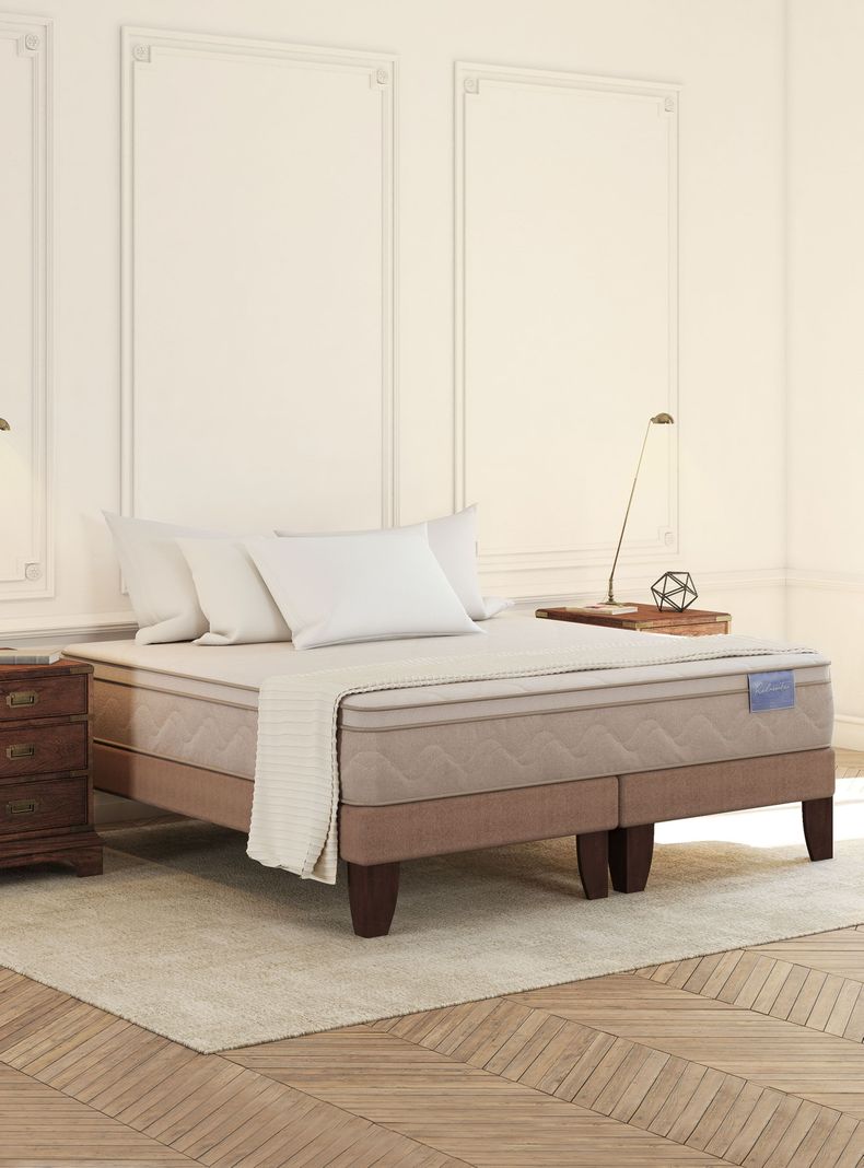 Cama Europea Rilassati 2 Plazas Long Base Dividida + Respaldo Tamesis Gris-4