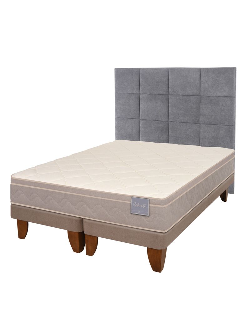 Cama Europea Rilassati 2 Plazas Long Base Dividida + Respaldo Tamesis Gris-2