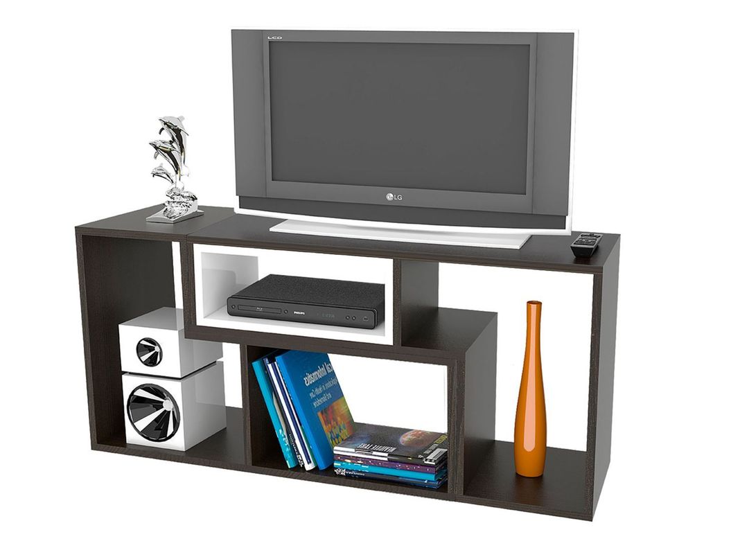 Combo Living Beijing Wengué Rack Extensible TV 40'' + Biblioteca Cubo + Arrimo-8