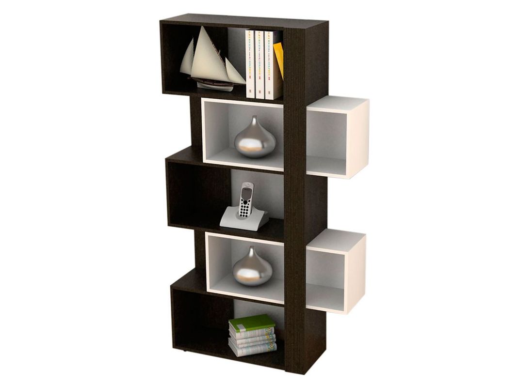 Combo Living Beijing Wengué Rack Extensible TV 40'' + Biblioteca Cubo + Arrimo-9