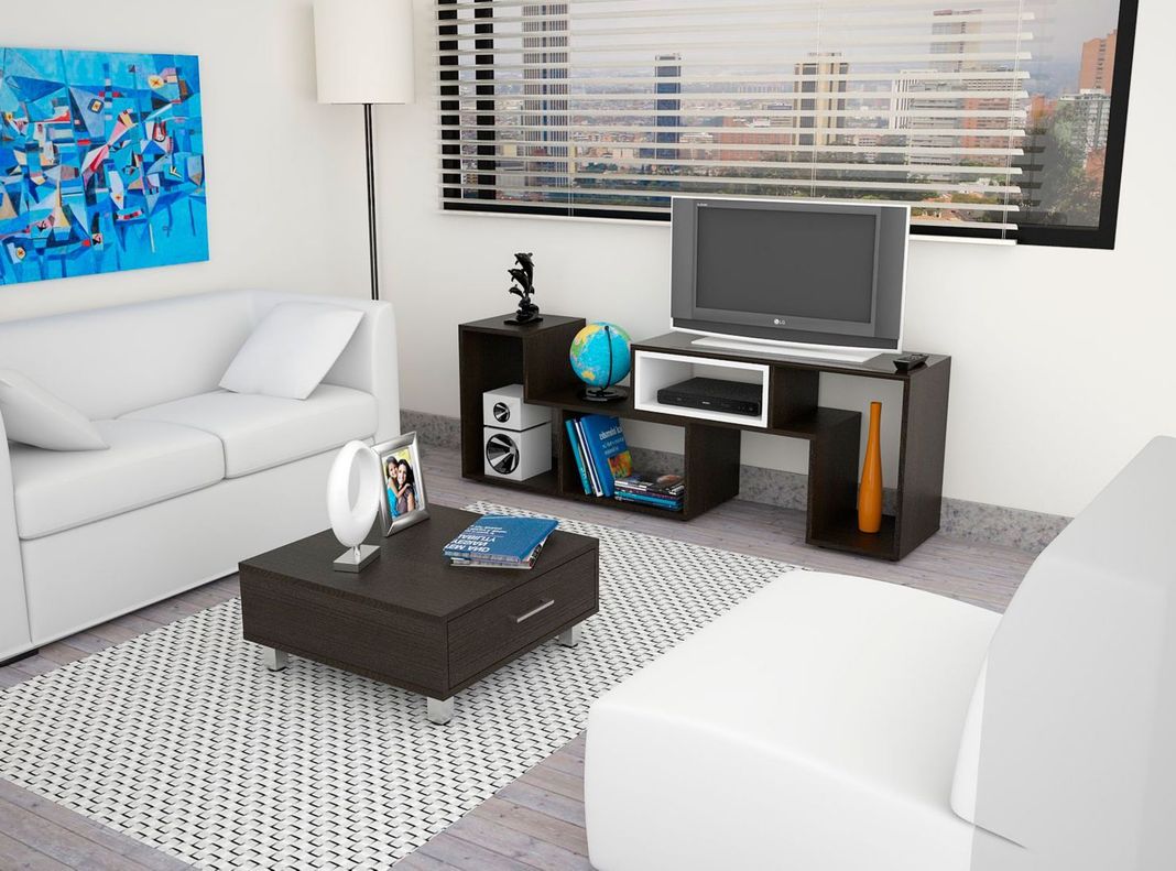 Combo TuHome Living Beijing Wengué Rack Extensible TV 40'' + Mesa de Centro TuHome-5