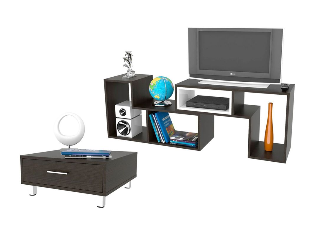 Combo TuHome Living Beijing Wengué Rack Extensible TV 40'' + Mesa de Centro TuHome-0