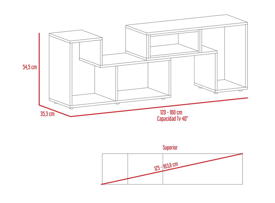 Combo TuHome Living Beijing Wengué Rack Extensible TV 40'' + Mesa de Centro TuHome-1