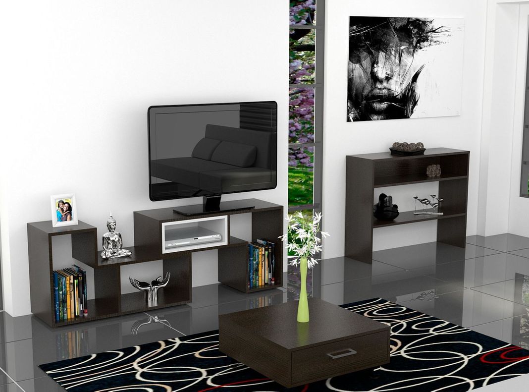 Combo TuHome Living Beijing Wengué Rack Extensible TV 40'' + Arrimo + Mesa de Centro TuHome-7