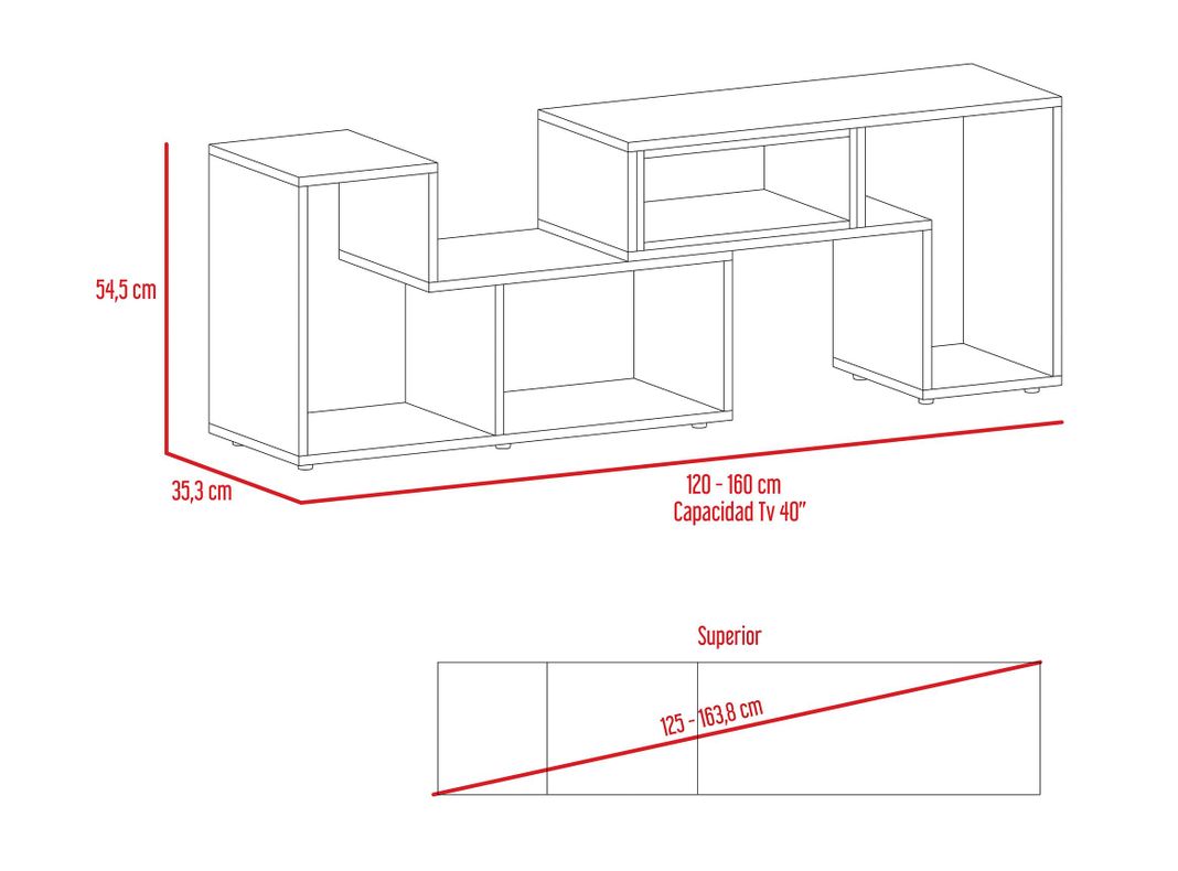 Combo TuHome Living Beijing Wengué Rack Extensible TV 40'' + Arrimo + Mesa de Centro TuHome-1