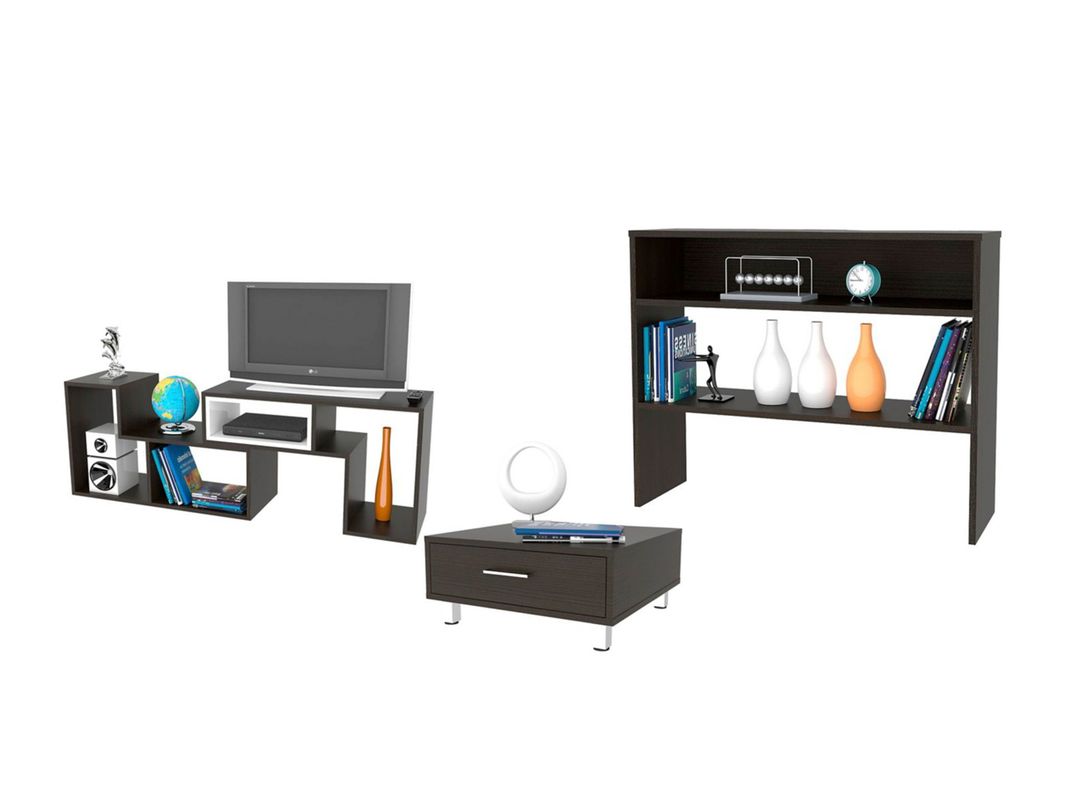 Combo TuHome Living Beijing Wengué Rack Extensible TV 40'' + Arrimo + Mesa de Centro TuHome-0