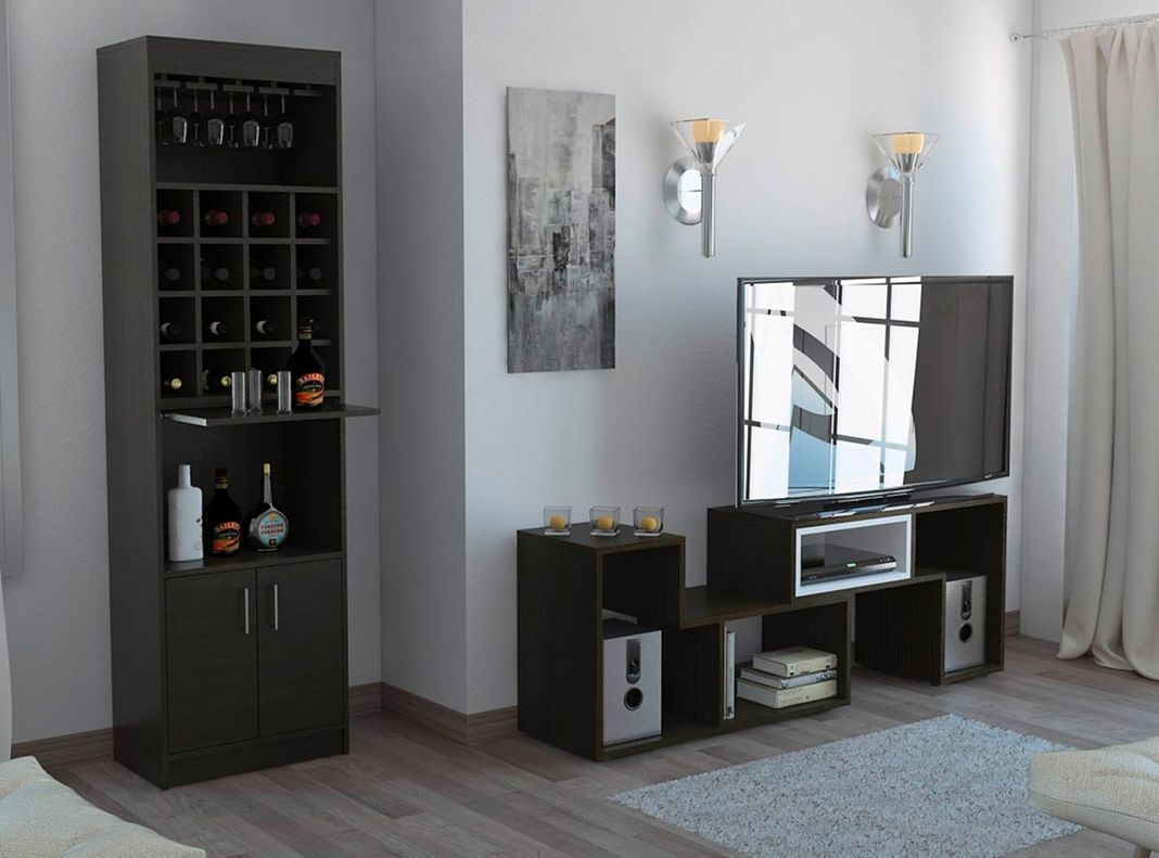 Combo Living Beijing Wengué Bar Kava + Rack Extensible TV 60''-4