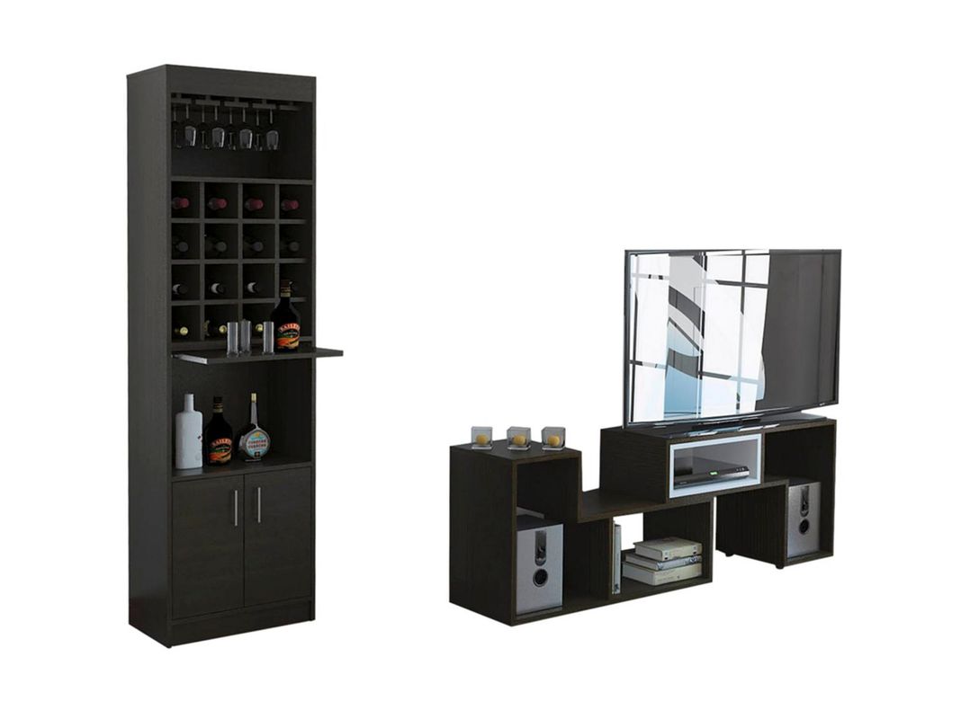 Combo Living Beijing Wengué Bar Kava + Rack Extensible TV 60''-0