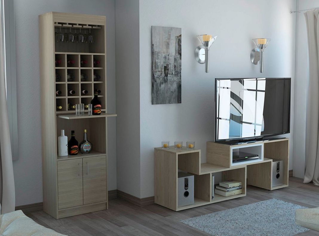 Combo Living Beijing Rovere Bar Kava + Rack Extensible TV 60''-5