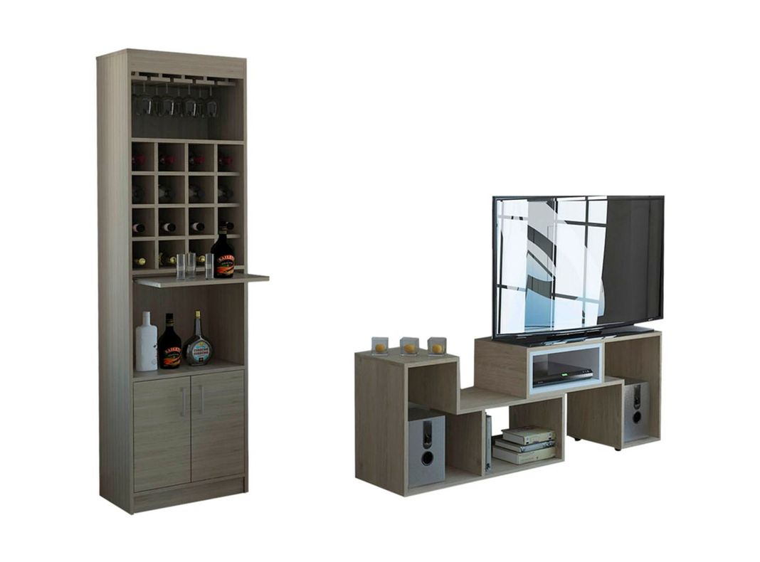 Combo Living Beijing Rovere Bar Kava + Rack Extensible TV 60''-0