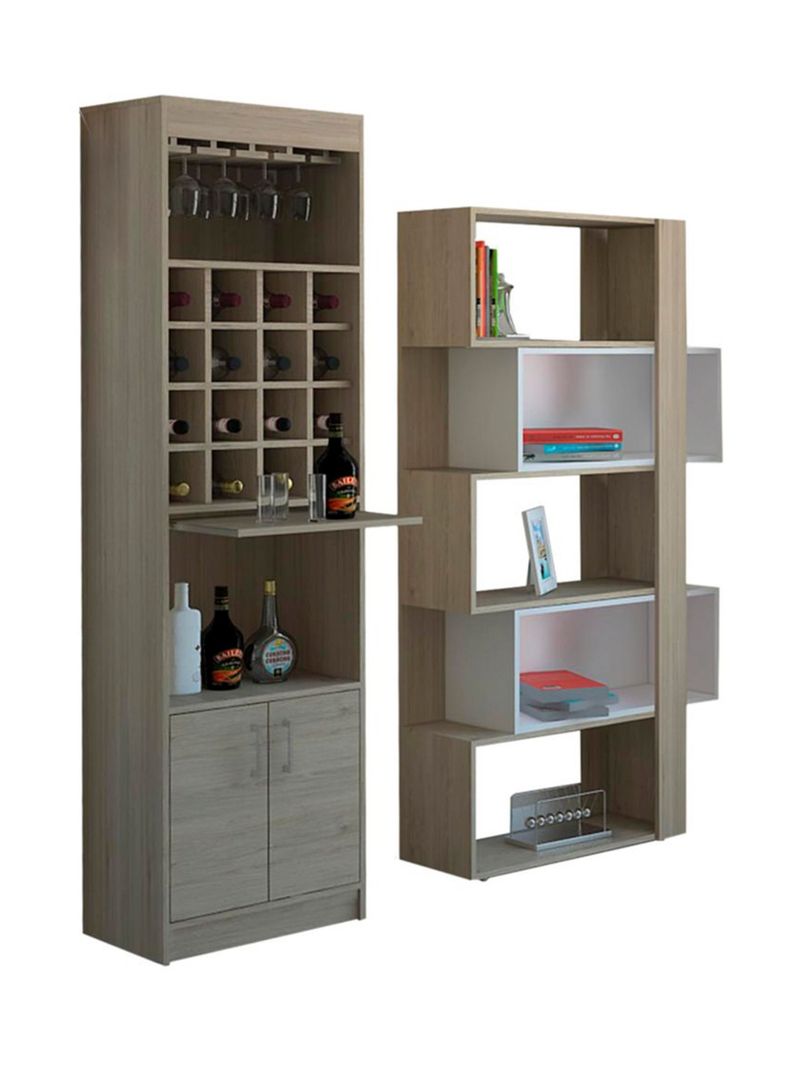 Combo TuHome Living Beijing Rovere Bar Kava + Biblioteca Cubo Amaretto TuHome-0