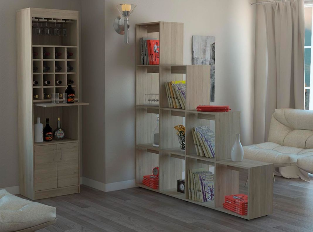 Combo Living Beijing Rovere Bar Kava + Biblioteca Escalera-3
