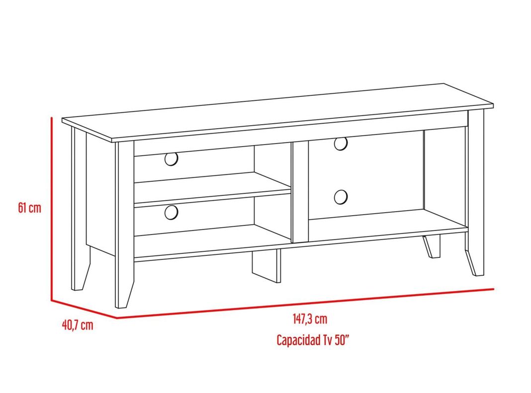 Combo Living Essential Wengué Rack TV 50'' + Librero TuHome-3