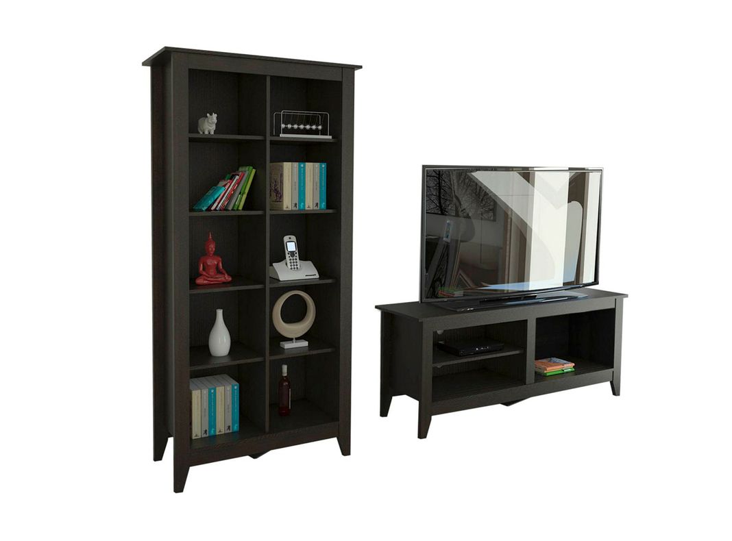 Combo Living Essential Wengué Rack TV 50'' + Librero TuHome-1