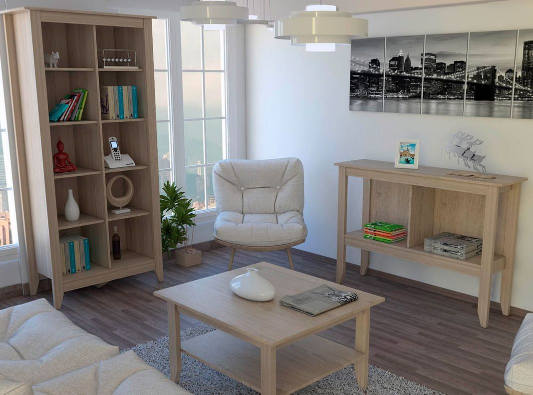 Combo Living Essential Librero + Mesa de Centro + Arrimo-0