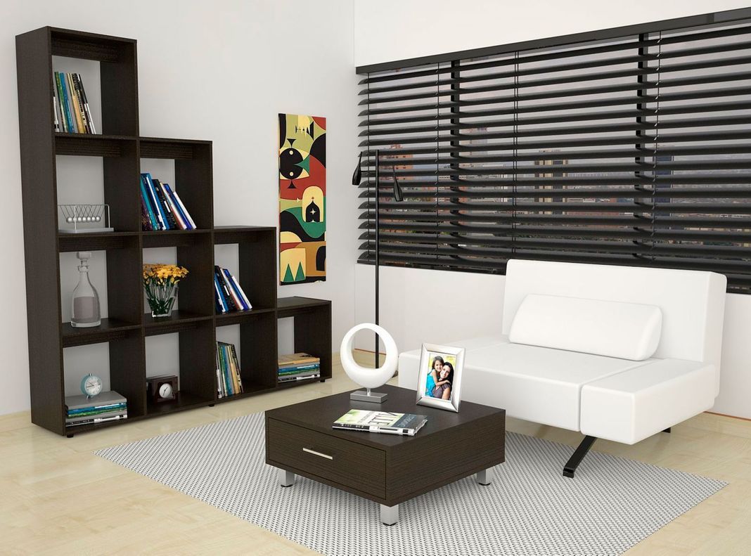 Combo TuHome Living Beijing Wengué Biblioteca Escalera + Mesa de Centro TuHome-7