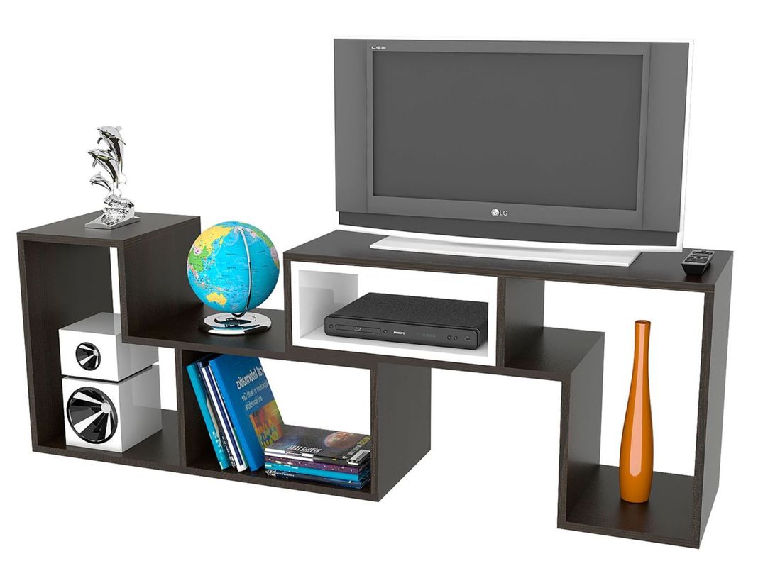 Combo Living Beijing Wengué Rack Extensible TV 40'' + Biblioteca Cubo-9